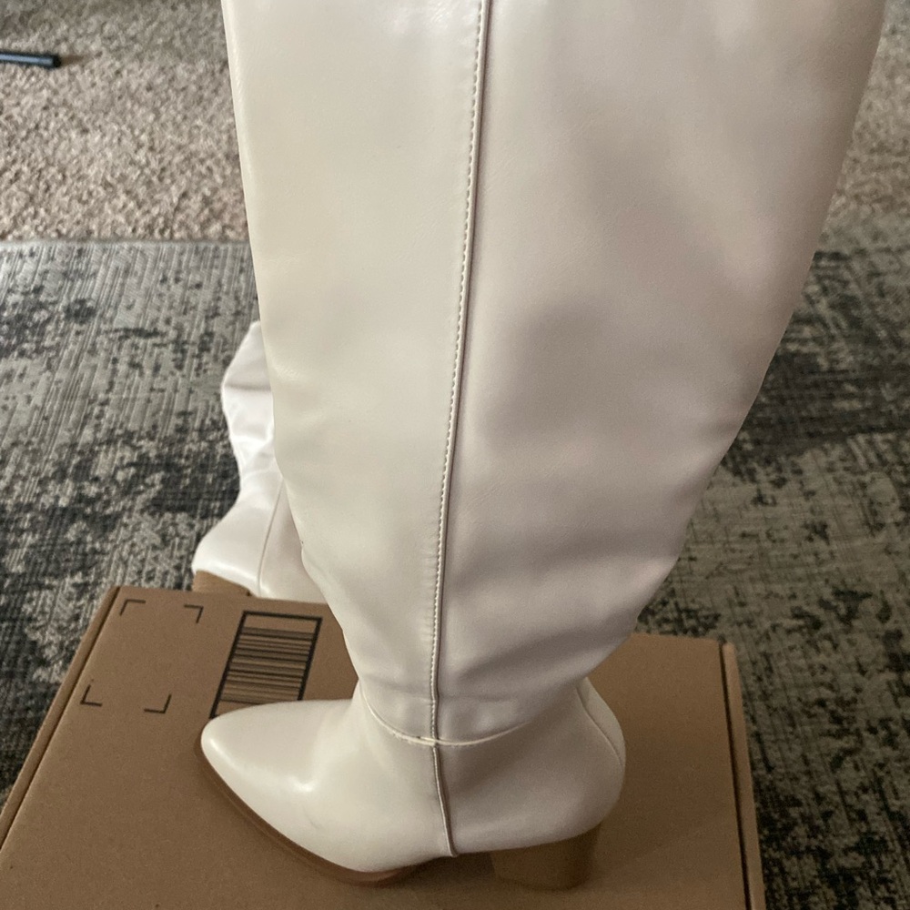 Elegant off-White,6,Knee-High Women's Boots,block heel,vegan leather,pointed toe - Picture 8 of 8
